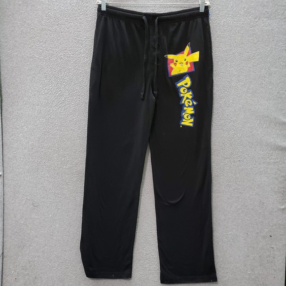 Pokemon Men Sleepwear  Medium Black Logo Graphic Pikachu Pajama Pants Drawstring - Picture 1 of 8